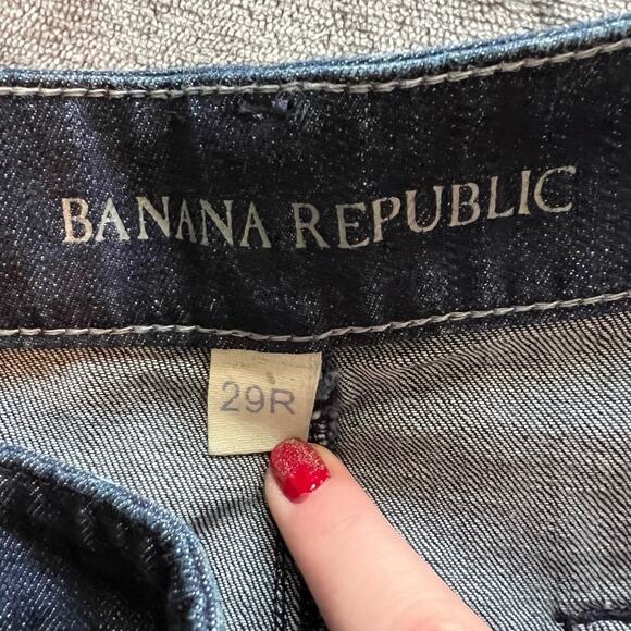 Banana Republic‎ Two Button/Zip Closure Dark Wash Jean Mini Skirt Sz 29R - Picture 8 of 9